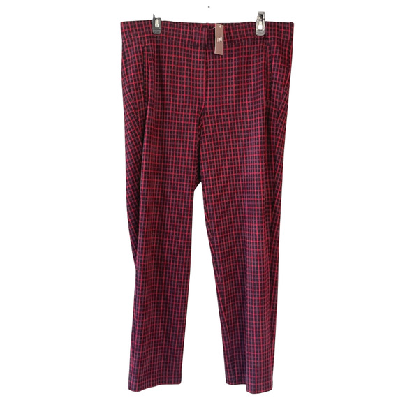 J JILL Size XL Ponte Slim Leg Black/Red/Purple Pull-On Stretch Pockets Pants NWT - Picture 2 of 8